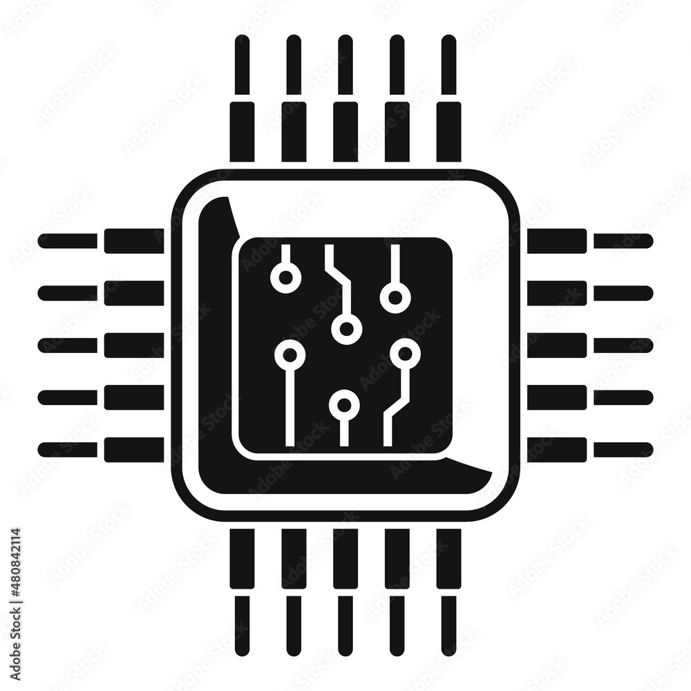 Poster micro cpu icon simple vector. computer digital