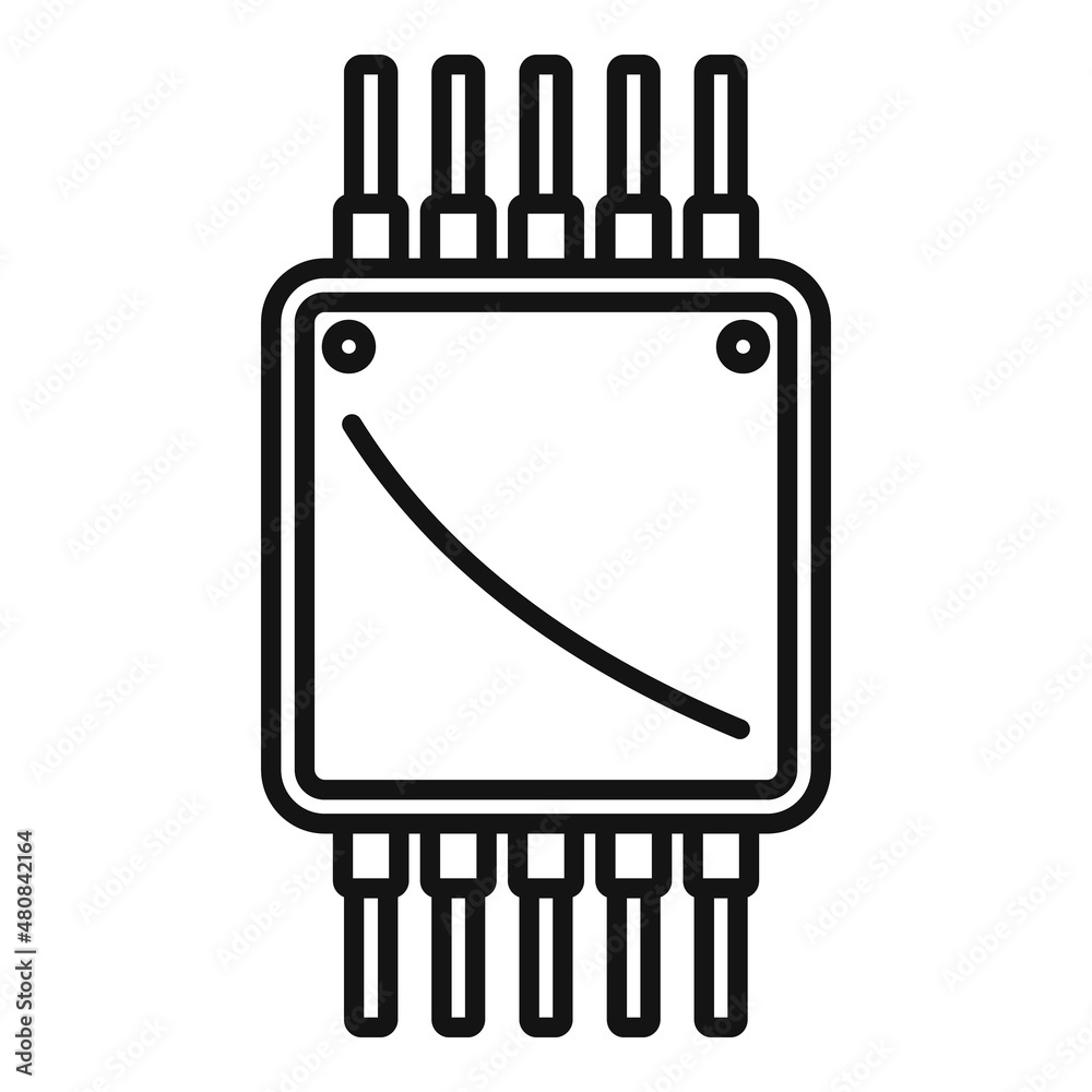 Poster processor circuit icon outline vector. chip cpu