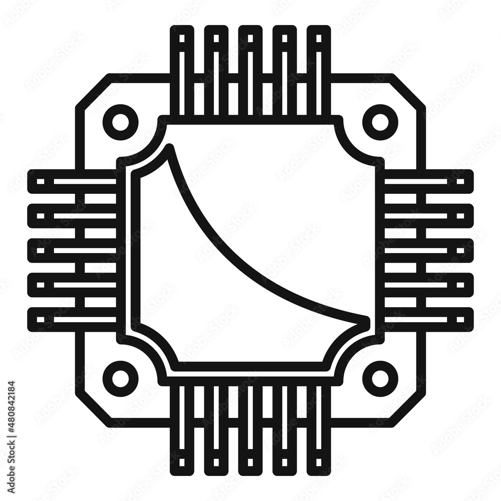 Poster board cpu icon outline vector. digital microchip