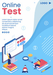 Fototapeta premium Online Testing Course Flyer Template Flat Design Illustration Editable of Square Background for Social media, E-learning and Education Concept