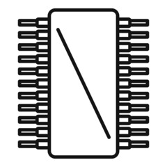 Microchip icon outline vector. Cpu circuit