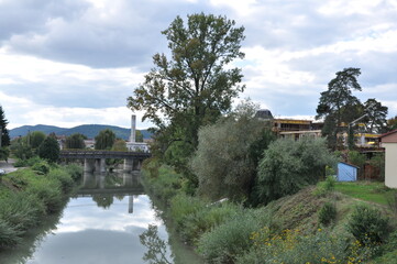 Romania,Bistrita, Bistrita River and Budacului Bridge  ,2010