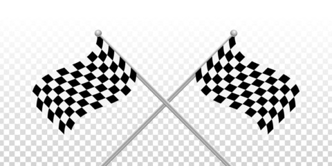 Vector realistic isolated race flags on the transparent background.
