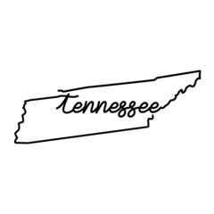 Tennessee US state outline map with the handwritten state name. Continuous line drawing of patriotic home sign. A love for a small homeland. T-shirt print idea. Vector illustration.