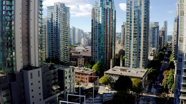 Aerial View Of Condominiums And Apartments At Yaletown In Vancouver, Canada.