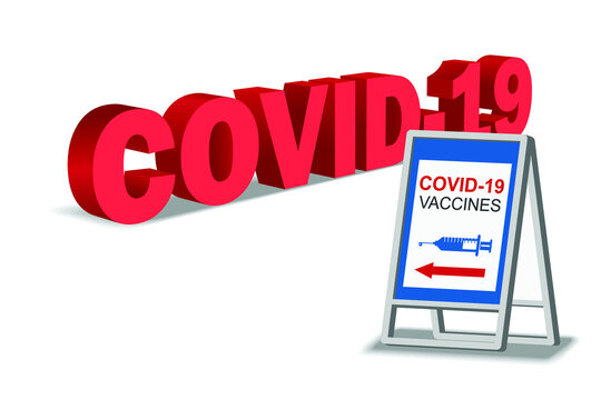 Vector illustration of Covid-19 vaccination street sign 