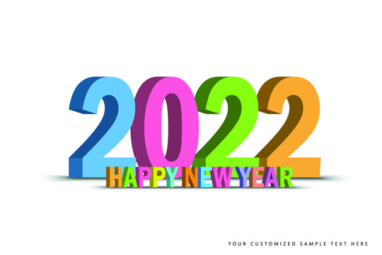 Vector illustration of 3d text of 2022, Happy New Year. 