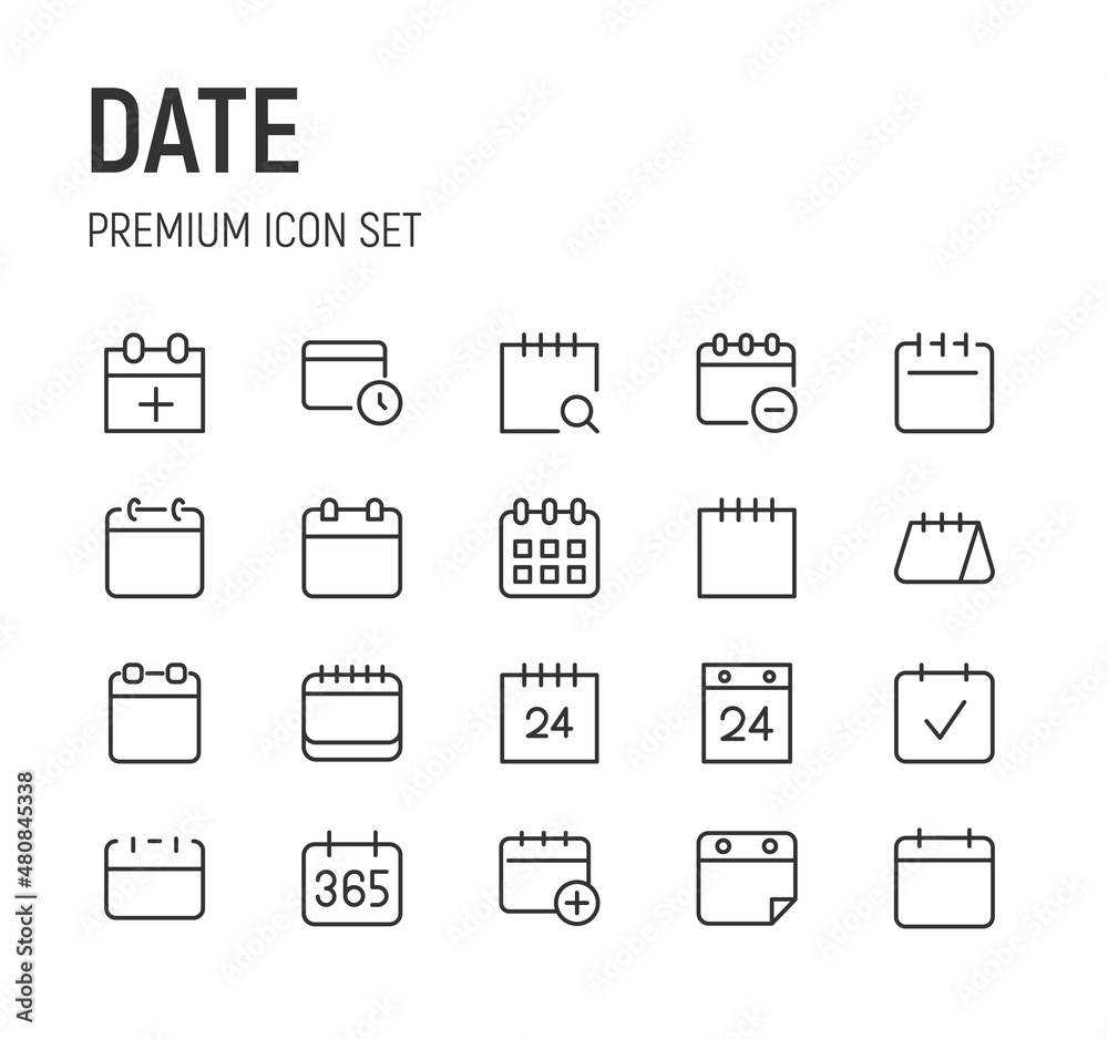 Sticker set of date line icons.