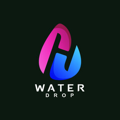 Letter h and water drop shape logo