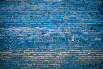 old blue brick wall