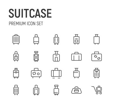 Set of suitcase line icons.