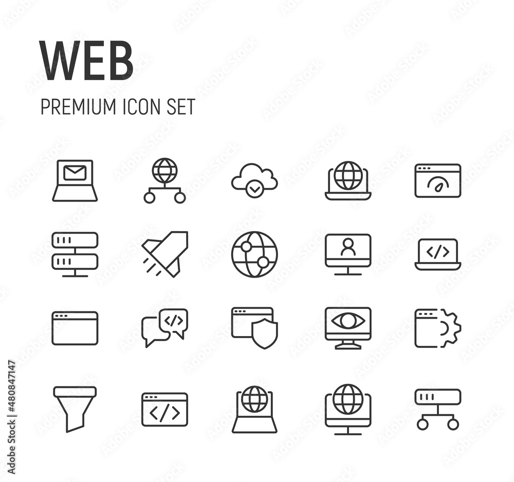 Canvas Prints set of web line icons.