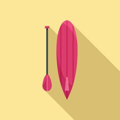 Sup surfing icon flat vector. Paddle board