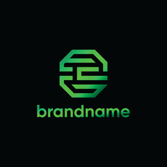 EMERALD LETTER ECG GEOMETRIC VECTOR TEMPLATE