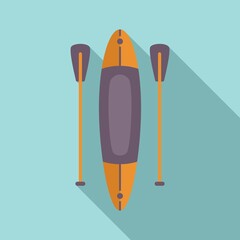 Lake sup surf icon flat vector. Paddle board