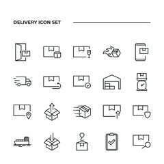 simple set of Delivery vector icons with editable line styles covering return, expedition, fast delivery and other. isolated on white background. 