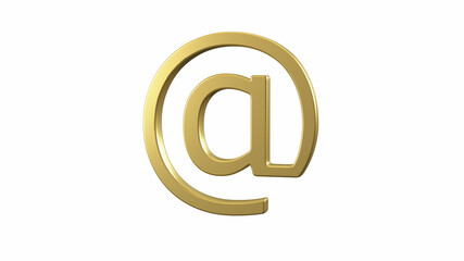 @ (at) Verdana Gold freigestellt auf weissem Hintergrund