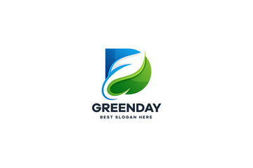 Abstract Letter D With Leaf Logo