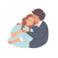 Plus Size, overweight Couple in love, hand draw cartoon flat vector illustration for valentine's day concept.