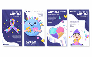 World Autism Awareness Day Stories Template Flat Illustration Editable of Square Background Suitable for Social media or Greetings Card