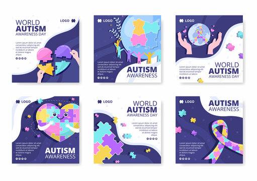 World Autism Awareness Day Post Template Flat Illustration Editable of Square Background Suitable for Social media or Greetings Card