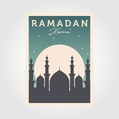 Mosque landscape background poster vector design