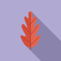 Red leaf icon flat vector. Fall leaf