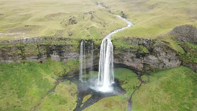 The world famous Seljalandsfoss waterfall in Iceland
