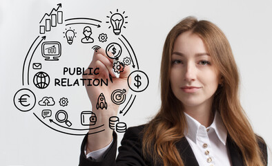 PR Public relation management. Business, Technology, Internet and network concept.