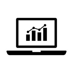 laptop and business graph icon vector