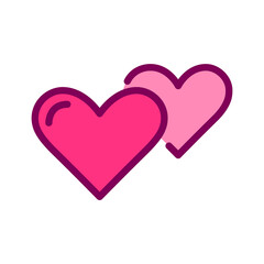 Two hearts together. Romance, dating and flirting. Pixel perfect, editable stroke color icon