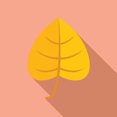 Yellow leaf icon flat vector. Autumn november