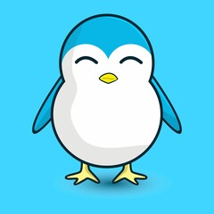 Blue cute penguin cartoon vector illustration. vector isolated flat cartoon style animal love concept