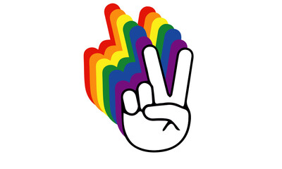 Fototapeta premium Sign love and peace, lgbt flag