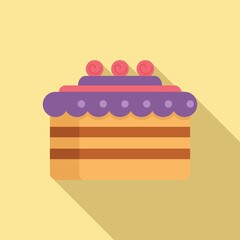 Chocolate cake icon flat vector. Happy birthday