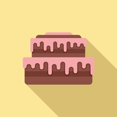 Sweet cake icon flat vector. Cream food