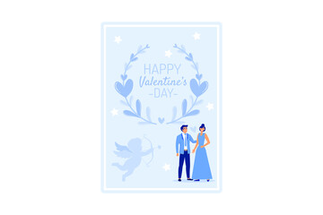 set couple in love. Happy Valentine's Day. February 14 is the day of all lovers. graphics suitable for decorating posters, brochures, postcards, flyers flat vector illustration
