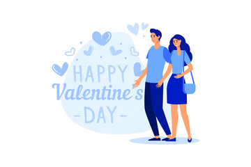 set couple in love. Happy Valentine's Day. February 14 is the day of all lovers. graphics suitable for decorating posters, brochures, postcards, flyers flat vector illustration