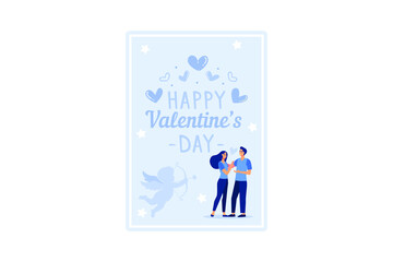 Fototapeta premium set couple in love. Happy Valentine's Day. February 14 is the day of all lovers. graphics suitable for decorating posters, brochures, postcards, flyers flat vector illustration