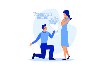 Happy valentine day couple on date. Man give flower woman. Valentine and day, couple and valentines day, happy valentine, couple in love, young couple, love and happy couple, flower and event.
