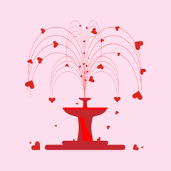 Fountain of love on pink background. Digital image.  