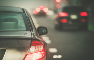 Big City Commuter Cars During Rush Hours