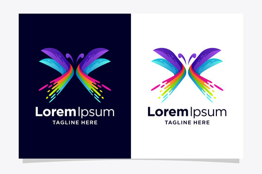 abstract butterfly logo with brush concept