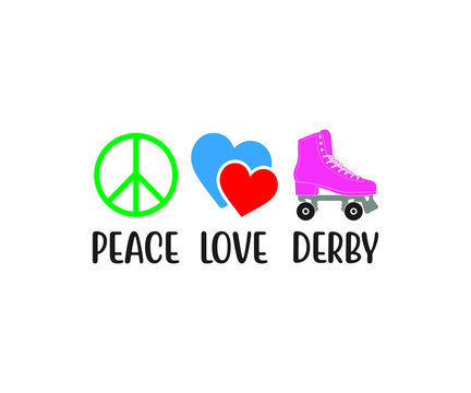 Peace Love Roller Skates SVG,  Peace Love Derby SVG, Roller Skates SVG, Roller Skates Clipart, Split Roller Skates, Roller Derby SVG