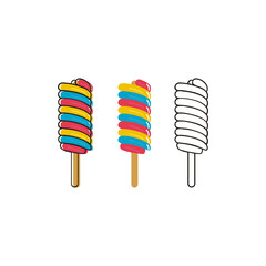 Lollipop Ice Cream candy vector design - candy lollipop round spiral delicious flat design cartoon vector illustration - set of sweet colorfull candys