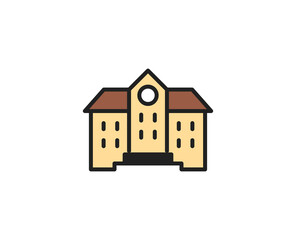 School building line icon. High quality outline symbol for web design or mobile app. Thin line sign for design logo. Color outline pictogram on white background