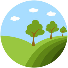 Nature Hill Flower Green Vector Illustration Concept logo environment outdoor