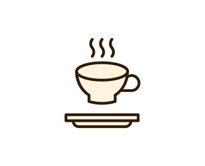 Cup of tea or coffee flat icon. Single high quality outline symbol for web design or mobile app.  Holidays thin line signs for design logo, visit card, etc. Outline pictogram EPS10