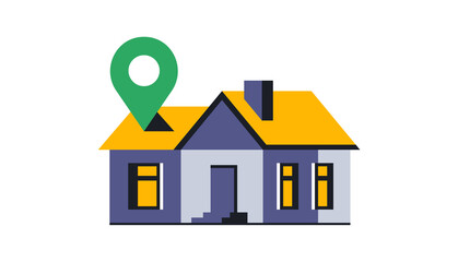 House location sign. Place for home delivery, home icon, gps, navigation, location, address. Vector illustration isolated on white background.