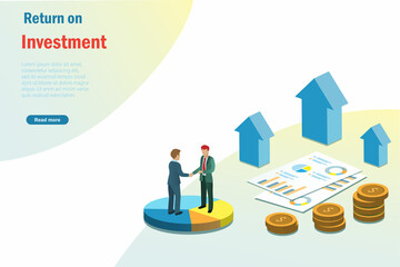 Business investment growth success. Businessman handshake with business growth graph chart. Financial analysis and banking network connecting to achieve financial profit goal and target.